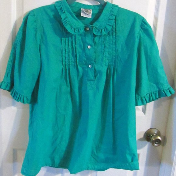 Laura Ashley Tops Vintage Laura Ashley Womens Pleated Ruffle Button
